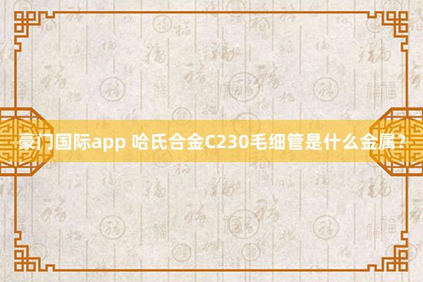 豪门国际app 哈氏合金C230毛细管是什么金属？