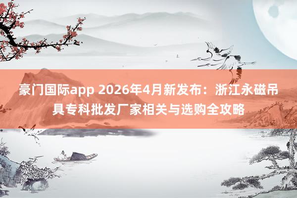 豪门国际app 2026年4月新发布：浙江永磁吊具专科批发厂家相关与选购全攻略