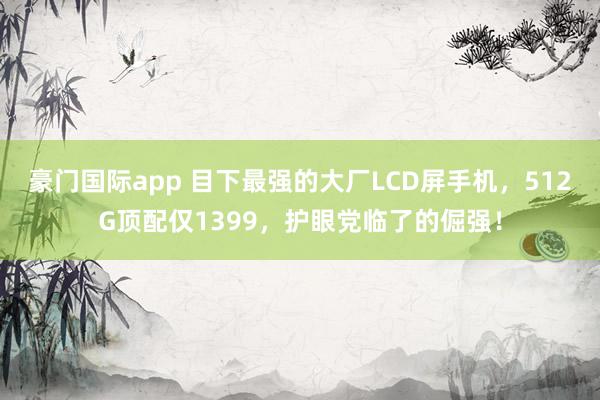豪门国际app 目下最强的大厂LCD屏手机，512G顶配仅1399，护眼党临了的倔强！