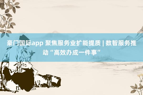 豪门国际app 聚焦服务业扩能提质 | 数智服务推动“高效办成一件事”