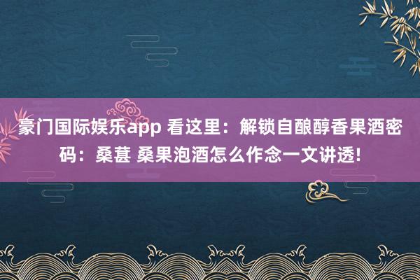 豪门国际娱乐app 看这里：解锁自酿醇香果酒密码：桑葚 桑果泡酒怎么作念一文讲透!