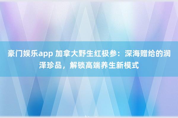 豪门娱乐app 加拿大野生红极参：深海赠给的润泽珍品，解锁高端养生新模式