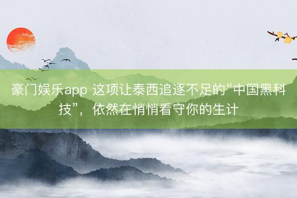 豪门娱乐app 这项让泰西追逐不足的“中国黑科技”，依然在悄悄看守你的生计