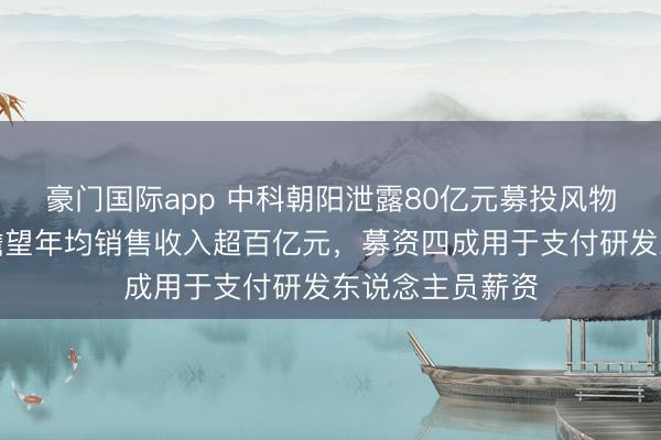 豪门国际app 中科朝阳泄露80亿元募投风物细节：建成后瞻望年均销售收入超百亿元，募资四成用于支付研发东说念主员薪资